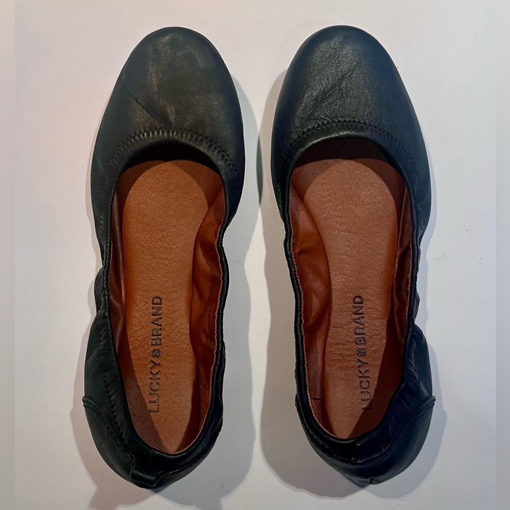 LUCKY Brand Black Leather Ballet Flats Size 7.5